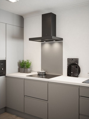 Matt Grey Toughened Glass Kitchen Splashback - 600mm x 750mm x 6mm ...