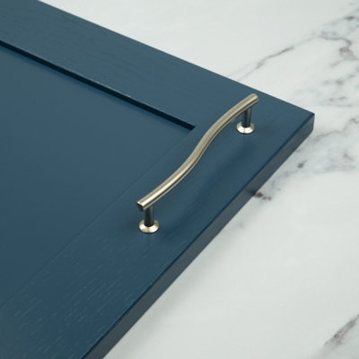 Matt Nickel Curved Bar Cabinet Handle Kitchen Cupboard Door Drawer Pull ...
