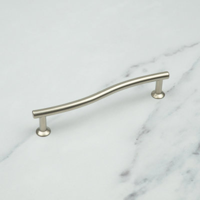 Matt Nickel Curved Bar Cabinet Handle Kitchen Cupboard Door Drawer Pull ...