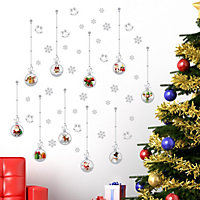 Matt Silver Christmas Ornaments Wall Stickers
