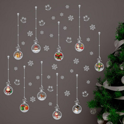 Matt Silver Christmas Ornaments Wall Stickers
