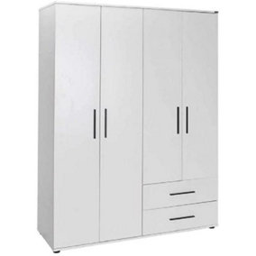 Matt White Combination Wardrobe 4 Doors 2 Drawers