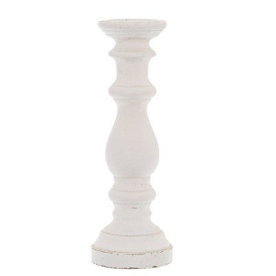 Matt White Large Ceramic Column Candle Holder