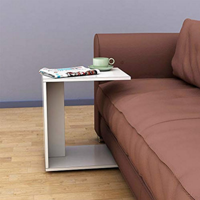 Matt White Under Sofa Mobile Table