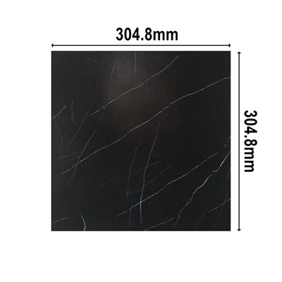 Matte Black 3.34m² Floor Tiles Self Adhesive Marble Effect PVC Flooring - 4