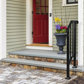 Matte Black Iron Handrail for Outdoor First-Level Applications