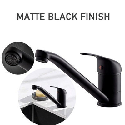 Matte Black Kitchen Taps Mixer, Modern Brass Single Lever 360 Swivel