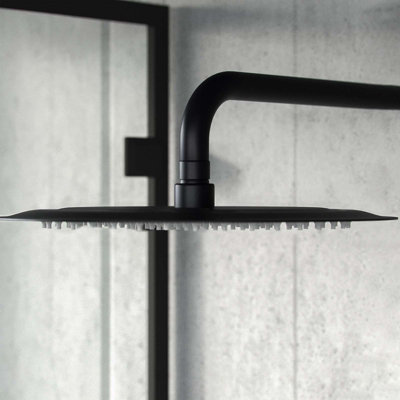 Matte Black Round 300mm Shower with Hand Held Set Thermostatic Mixer Valve Temel - 3