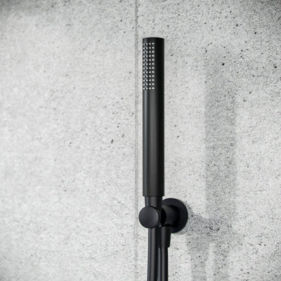Matte Black Round 300mm Shower with Hand Held Set Thermostatic Mixer Valve Temel - 4