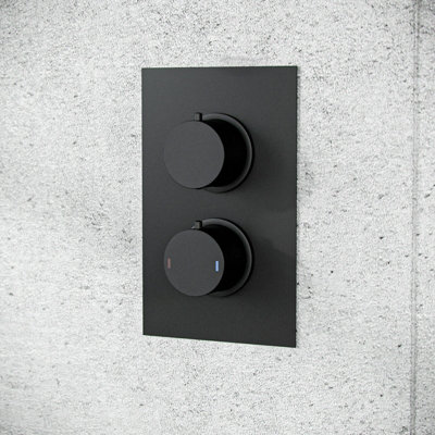 Matte Black Round 300mm Shower with Hand Held Set Thermostatic Mixer Valve Temel - 6