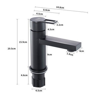Matte Black Round Single Lever Bathroom Basin Mixer Tap