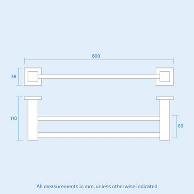 Matte Black Square Double Towel Bar Rail Holder