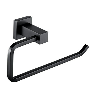 Matte Black Square Wall Mounted Bathroom Towel Holder Ring