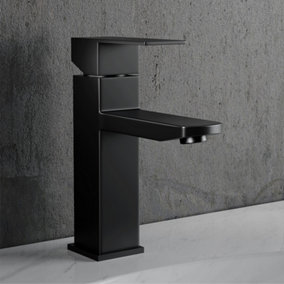 Matte Black Stainless Steel Bathroom Basin Mixer Taps with Hose Pipes