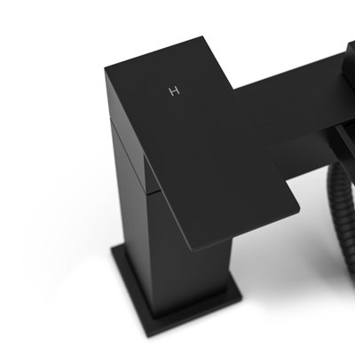 Matte Black Waterfall Basin Sink Mono Tap & Bath Shower Mixer With Handset Kit & Waste - 6