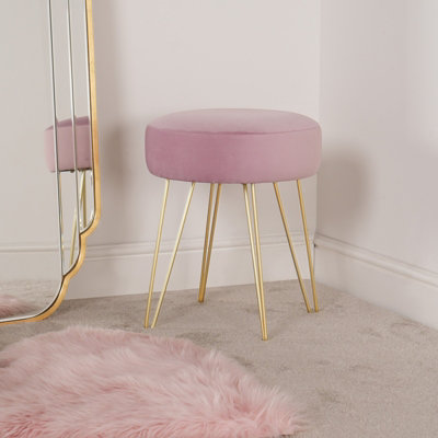 Pink vanity table on sale and stool