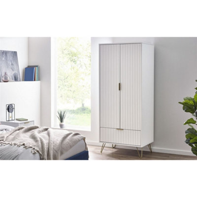 Matte White 2 Door 1 Drawer Wardrobe