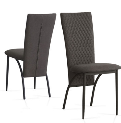 Matteo 2Pcs Brown Suede Fabric Dining Chairs with Matte Metal Legs for Kitchen and Living Room