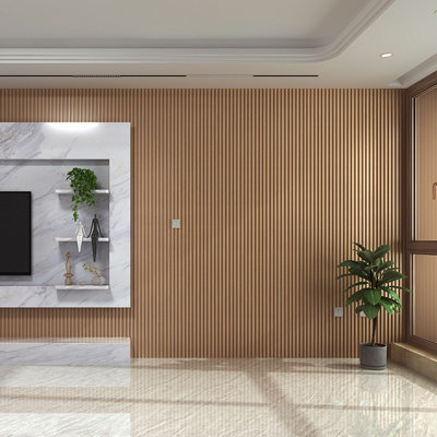 Matteo Brown Teak Acoustic Slat Wall Panels - 2400mm x 605mm (Pack of 2)