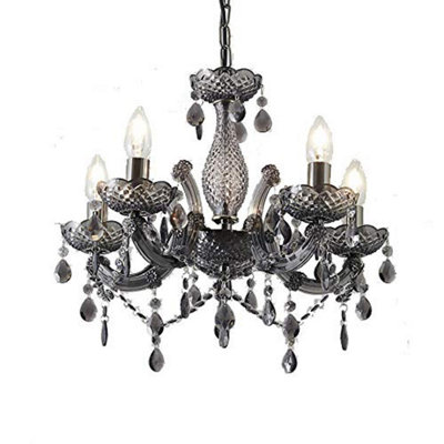Matteo Chrome Smoked Acrylic 5-Light Pendant Chandelier for Bedroom Living Room