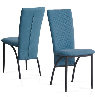 Matteo Dining Chairs High Backrest Upholstered Blue Set of 2