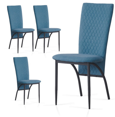 Matteo Dining Chairs High Backrest Upholstered Blue Set of 4