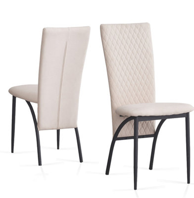 Matteo Dining Chairs High Backrest Upholstered Cream Set of 2