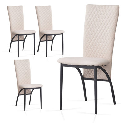 Matteo Dining Chairs High Backrest Upholstered Cream Set of 4