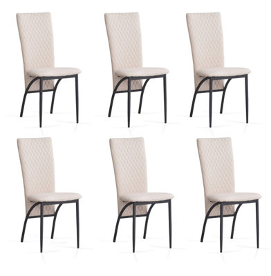 Matteo Dining Chairs High Backrest Upholstered Cream Set of 6