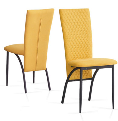 Matteo Dining Chairs High Backrest Upholstered Yellow Set of 2