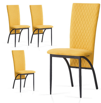 Matteo Dining Chairs High Backrest Upholstered Yellow Set of 4