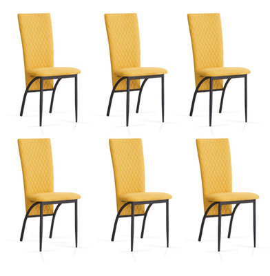 Matteo Dining Chairs High Backrest Upholstered Yellow Set of 6