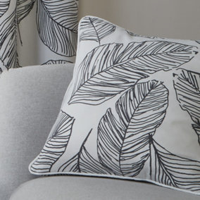 Matteo Hand Drawn Leaf Print Filled Cushion 100% Cotton