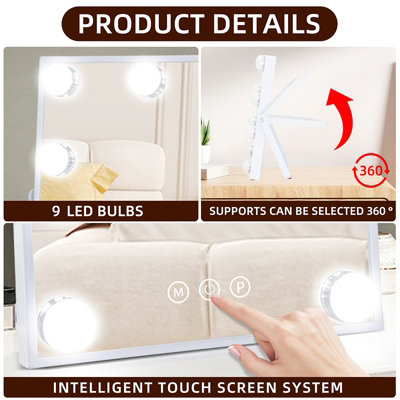 Matteo Hollywood Vanity Mirror 25x31cm, 9 Dimmable LED Bulbs SKU:MT002530h