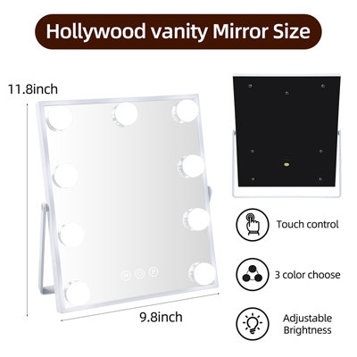 Matteo Hollywood Vanity Mirror 25x31cm, 9 Dimmable LED Bulbs SKU:MT002530h