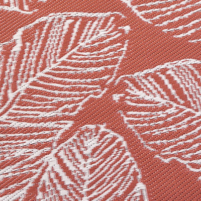 Matteo Leaf Print UV Resistant Terracotta Outdoor Rug
