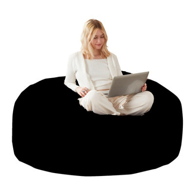 Matteo Medium 4-Foot Black Bean Bag Sofa Chair - Soft Reading Lounger ...