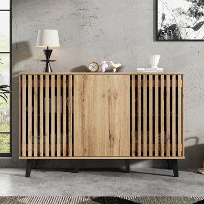 Matteo Modern Vintage 3-Door Sideboard Storage Cabinet - Natural Wood ...