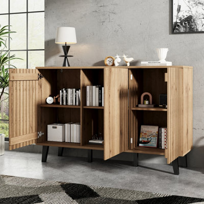 Matteo Modern Vintage 3-Door Sideboard Storage Cabinet - Natural Wood ...