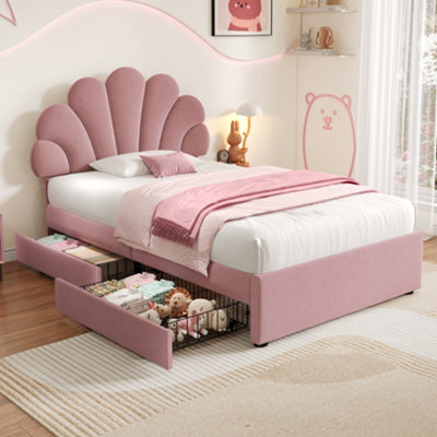 Matteo Pink Velvet 3ft Single Upholstered Bed Frame, Adjustable
