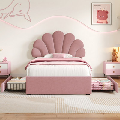 Matteo Pink Velvet 3ft Single Upholstered Bed Frame, Adjustable