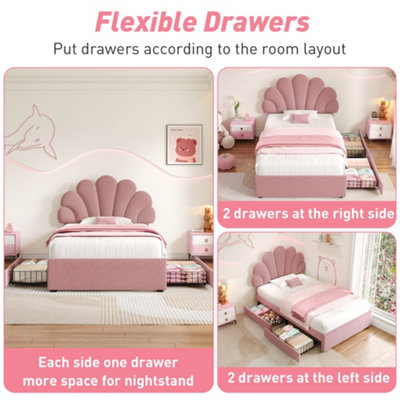 Matteo Pink Velvet 3ft Single Upholstered Bed Frame, Adjustable