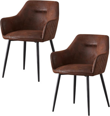 Matteo Suede Fabric Dining Chairs with Matte Metal Legs for Kitchen and Living Room 2pcs