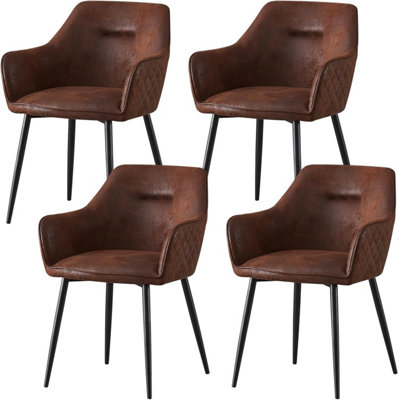 Matteo Suede Fabric Dining Chairs with Matte Metal Legs for Kitchen and Living Room 4pcs
