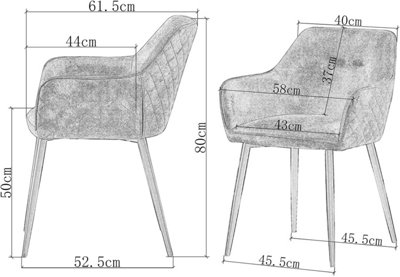 Matteo Suede Fabric Dining Chairs with Matte Metal Legs for Kitchen and Living Room 4pcs