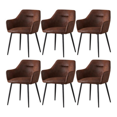 Matteo Suede Fabric Dining Chairs with Matte Metal Legs for Kitchen and Living Room 6pcs