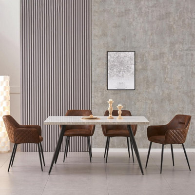 Matteo Suede Fabric Dining Chairs with Matte Metal Legs for Kitchen and Living Room 6pcs