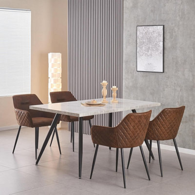 Matteo Suede Fabric Dining Chairs with Matte Metal Legs for Kitchen and Living Room 6pcs