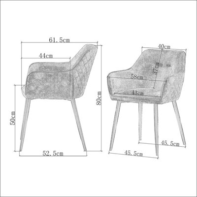 Matteo Suede Fabric Dining Chairs with Matte Metal Legs for Kitchen and Living Room 6pcs