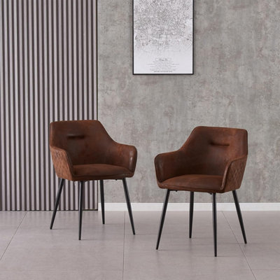 Matteo Suede Fabric Dining Chairs with Matte Metal Legs for Kitchen and Living Room 6pcs